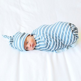 fashion gray blue stripe newborn baby swaddle hat wrap blanket suit wholesale nihaojewelrypicture14