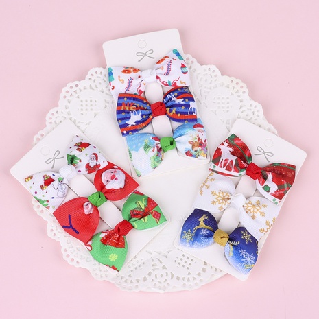 Christmas printed bow children's hairpins 3 sets wholesale nihaojewelry's discount tags