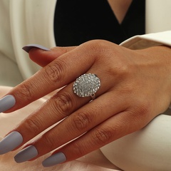 Korean micro-encrusted diamond oval alloy ring wholesale Nihaojewelry