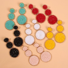 ethnic style color beaded round pendant earrings wholesale nihaojewelry