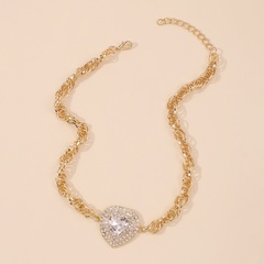 heart-shaped full diamond pendant twist chain necklace wholesale nihaojewelry