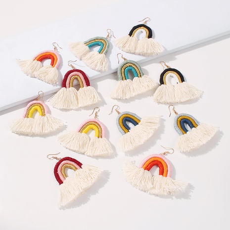 boucles d'oreilles pompon en forme de pont de style ethnique en gros nihaojewelry's discount tags