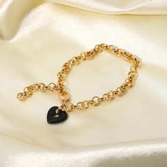 Pulsera de corazón negro de cadena de oro simple al por mayor Nihaojewelry
