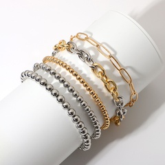 Cuban bead chain color contrast bracelet 5 pieces set wholesale Nihaojewelry
