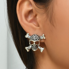 Halloween punk style diamond skull pendant earrings wholesale nihaojewelry
