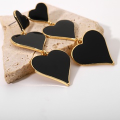 boucles d'oreilles en alliage pendentif coeur noir multicouche rétro en gros Nihaojewelry