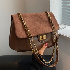 new fashion lock contrast color large-capacity shoulder handbags wholesale nihaojewelry