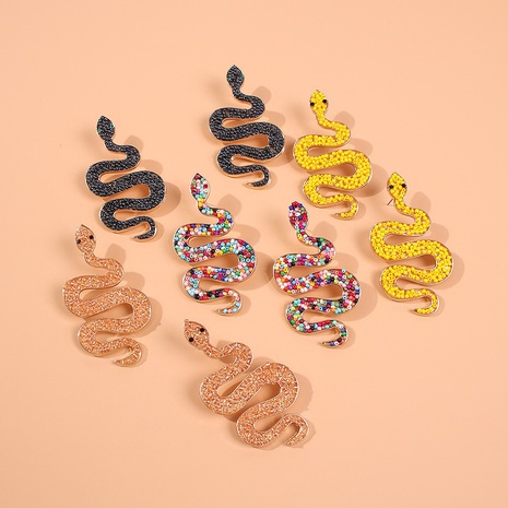 fashion rhinestone three-dimensional snake earrings wholesale Nihaojewelry's discount tags