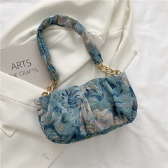 Blue flower painting pattern one-shoulder messenger cloud bag wholesale nihaojewelry