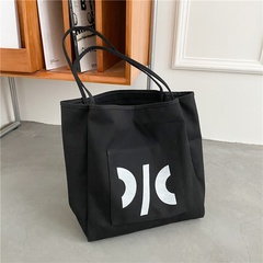 Large-capacity printed letter one-shoulder canvas tote bag wholesale Nihaojewelry