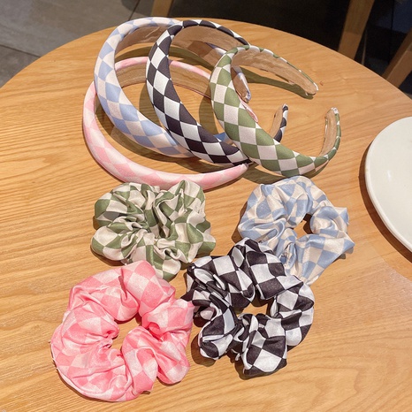 korean style rhombic lattice hairband hair scrunchies wholesale nihaojewelry's discount tags