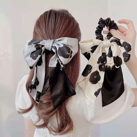 printing big bow satin hair scrunchies wholesale jewelry Nihaojewelry's discount tags