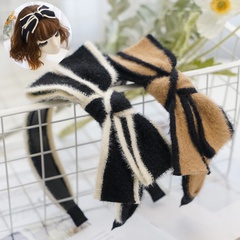 Korea imitation rabbit hair knitted plush bow headband wholesale Nihaojewelry