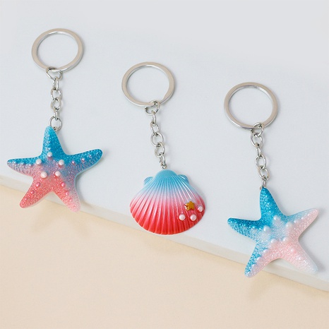 resin DIY shell starfish keychain wholesale Nihaojewelry's discount tags
