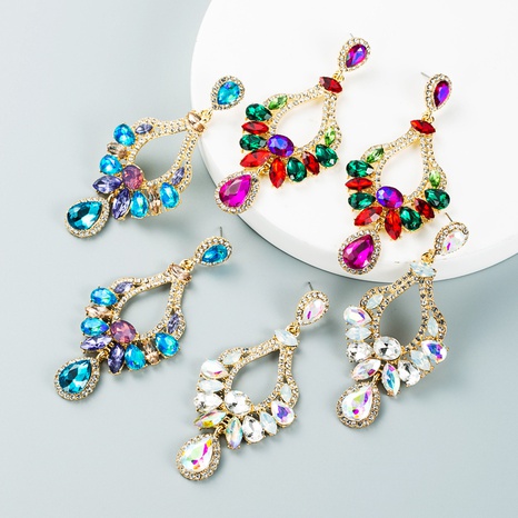 retro alloy inlaid colorful diamond geometric earrings wholesale Nihaojewelry's discount tags