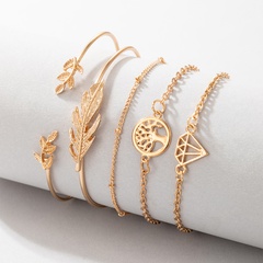 Koreanisches kreatives Blatt geometrisches geschnitztes Armband stellte Großhandel ein Nihaojewelry