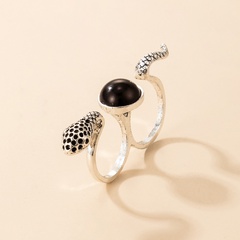 retro snake-shaped black gemstone inlaid alloy ring wholesale Nihaojewelry