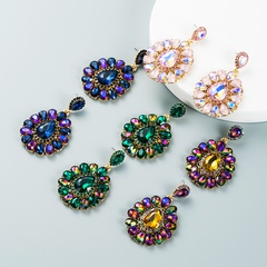 Modediamant tropfenförmige farbige Glasdiamantohrringe Großhandel Nihaojewelry