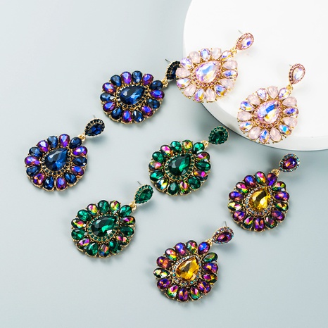 Boucles d'oreilles diamant en verre coloré en forme de goutte de mode en gros Nihaojewelry's discount tags