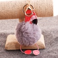 PU leather red mouth flamingo fur ball keychainpicture53