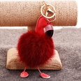 PU leather red mouth flamingo fur ball keychainpicture59