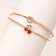 Lovely simple cherry peach heart golden bracelet wholesale Nihaojewelry
