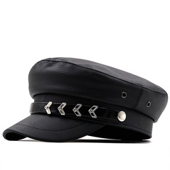 retro fashion solid color pu leather octagonal hat wholesale nihaojewelry