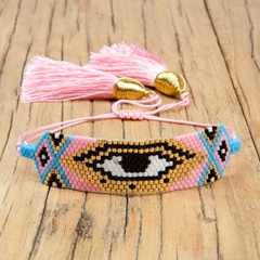 fashion tassel Miuiki rice beads woven demon eye bracelet wholesale Nihaojewelry