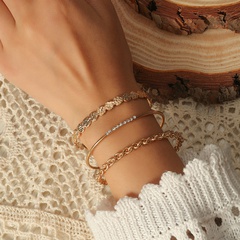 fashion simple open inlaid rhinestone bracelet 3-piece set wholesale nihaojewelry