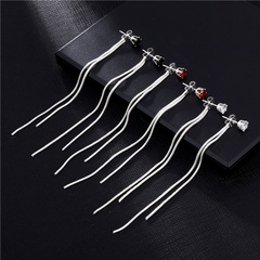 simple fashion inlaid zircon ear wire tassel earrings wholesale nihaojewelry