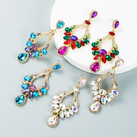 Boucles d'oreilles géométriques en strass colorés incrustés de mode vintage en gros nihaojewelry's discount tags