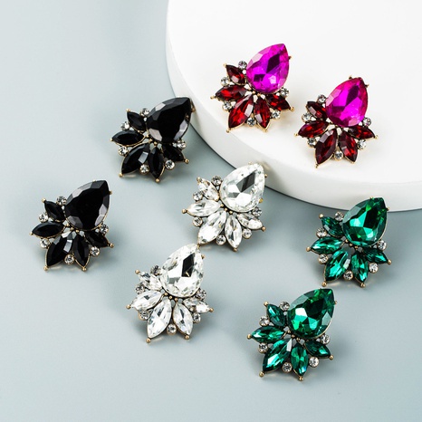 drop-shaped colored glass diamond pendant earrings wholesale nihaojewelry's discount tags