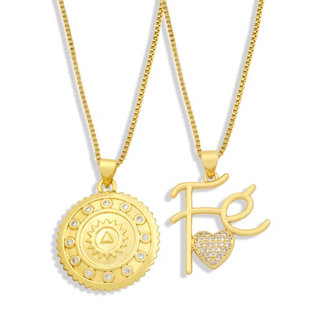 lettre de mode soleil cuivre zircon pendentif collier en gros Nihaojewelry's discount tags