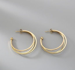 Boucles d'oreilles multicouches en acier titane simple cercle bijoux en gros Nihaojewelry