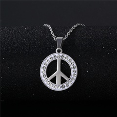 simple stainless steel anti-war peace sign necklace wholesale Nihaojewelry