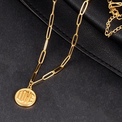 simple English letter pendant titanium steel gold plated necklace wholesale Nihaojewelry