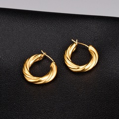Twisted Hollow Circle Titanium Steel Earrings Wholesale Nihaojewelry