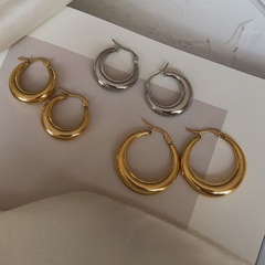 hollow crescent-shaped titanium steel earrings wholesale nihaojewelry