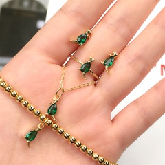 fashion small dinosaur zircon bead chain copper necklace ring earrings bracelet set wholesale nihaojewelry