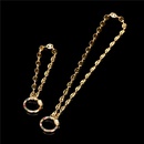 fashion vintage pig nose chain stitching micro zircon copper necklace bracelet set wholesale nihaojewelrypicture21