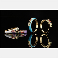 Aogu grenz überschreitende Waren quelle Europäische und amerikanische Mode Persönlichkeit Tropf öl geometrischer Öffnungs ring Kupfer vergoldeter Zirkon ring