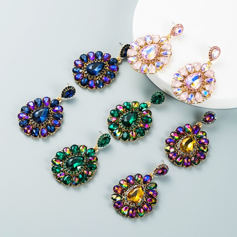 Boucles d'oreilles pendantes en forme de goutte de diamant de couleur de mode en gros nihaojewelry's discount tags