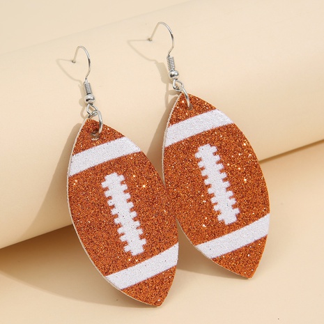 creative rugby sequined striped leather earrings wholesale Nihaojewelry's discount tags
