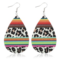 new water drop leopard print striped leather earrings wholesale Nihaojewelry