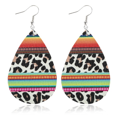 new water drop leopard print striped leather earrings wholesale Nihaojewelry's discount tags