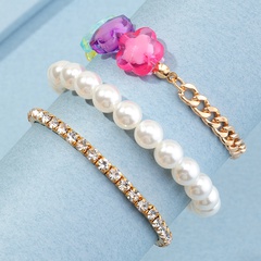 fashion pearl rhinestone flower bracelet wholesale Nihaojewelry