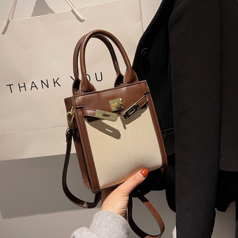 Contrasting color handbag bag new fashion retro small square bag's discount tags