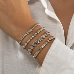 Fashion handmade beaded star stitching elastic bracelet luxury golden braided round bead set bracelet