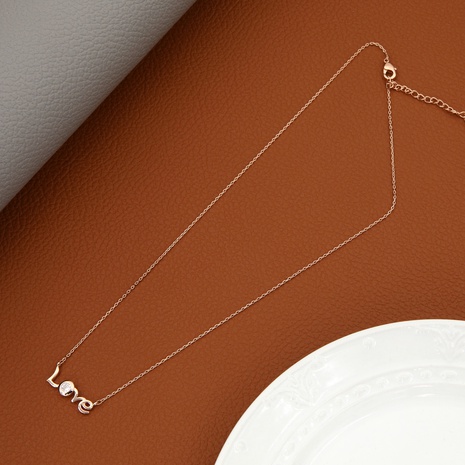 fashion simple long letter inlaid zircon copper necklace NHIK594564's discount tags