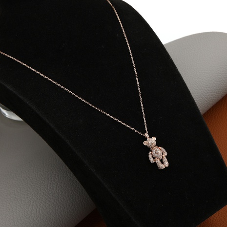 Fashion Bear Copper Inlaid Zircon Sweater Chain Necklace NHIK594557's discount tags